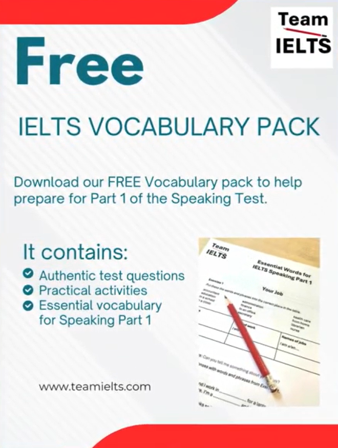 IELTS Vocabulary for Speaking Part 1 Worksheet with student pencil